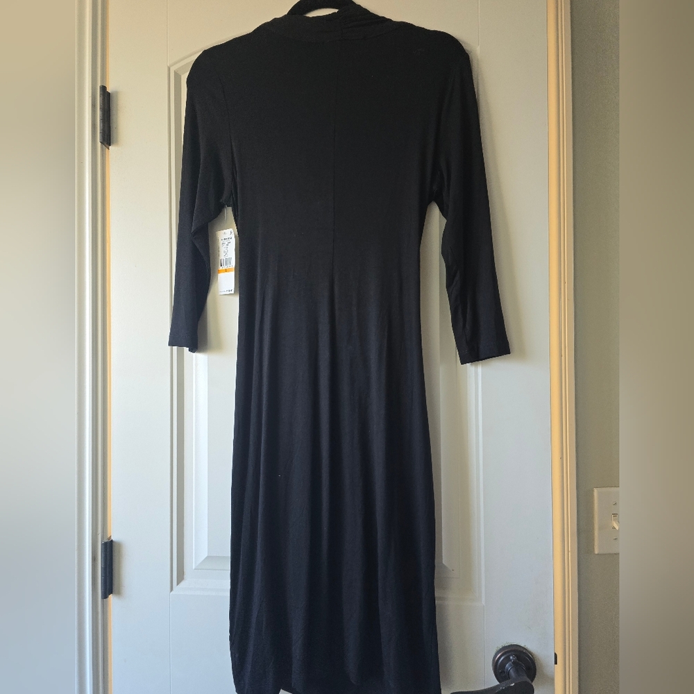 Nwt Karen Kane Black Long Sleeve Soft Flattering Cascade Wrap Dress - Picture 9 of 14